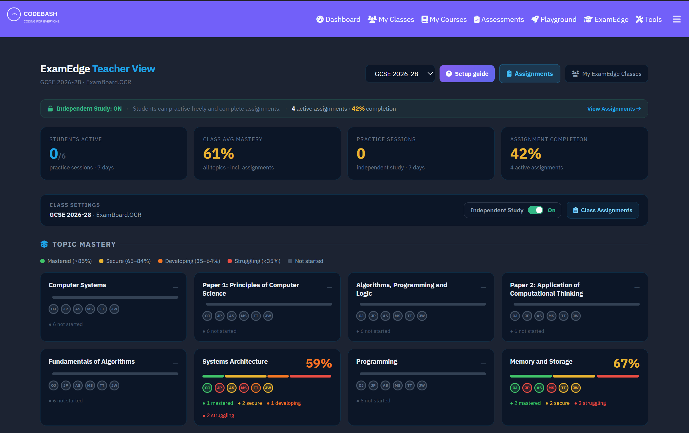ExamEdge teacher dashboard