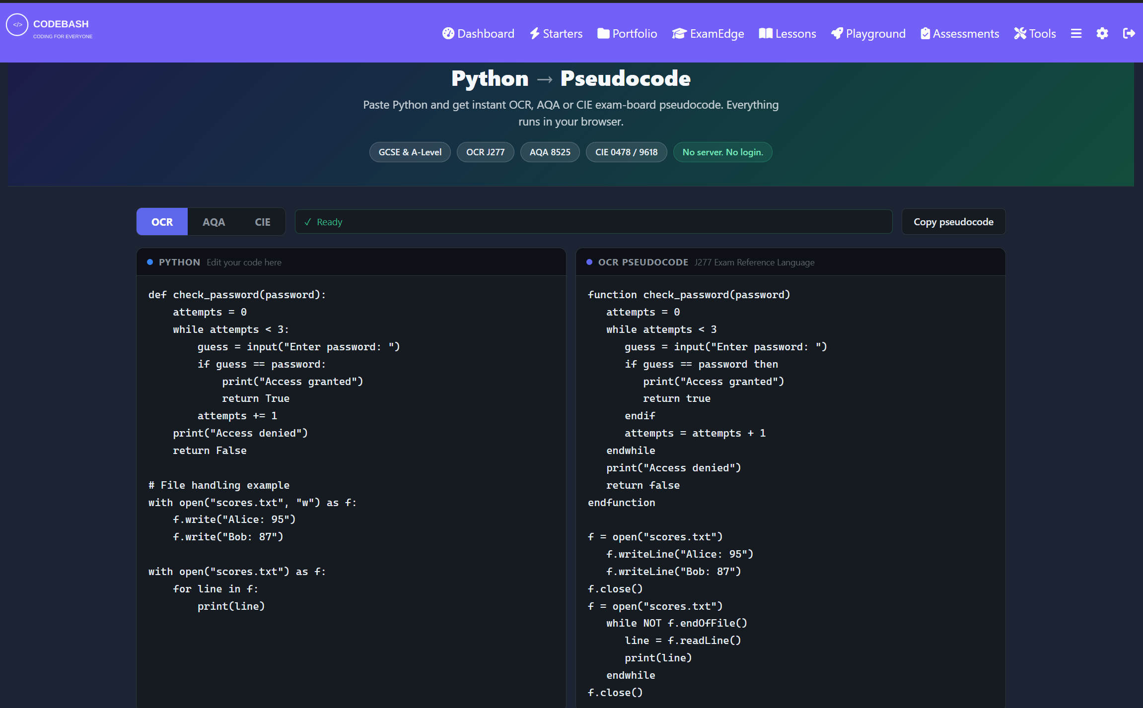 Python to pseudocode tool