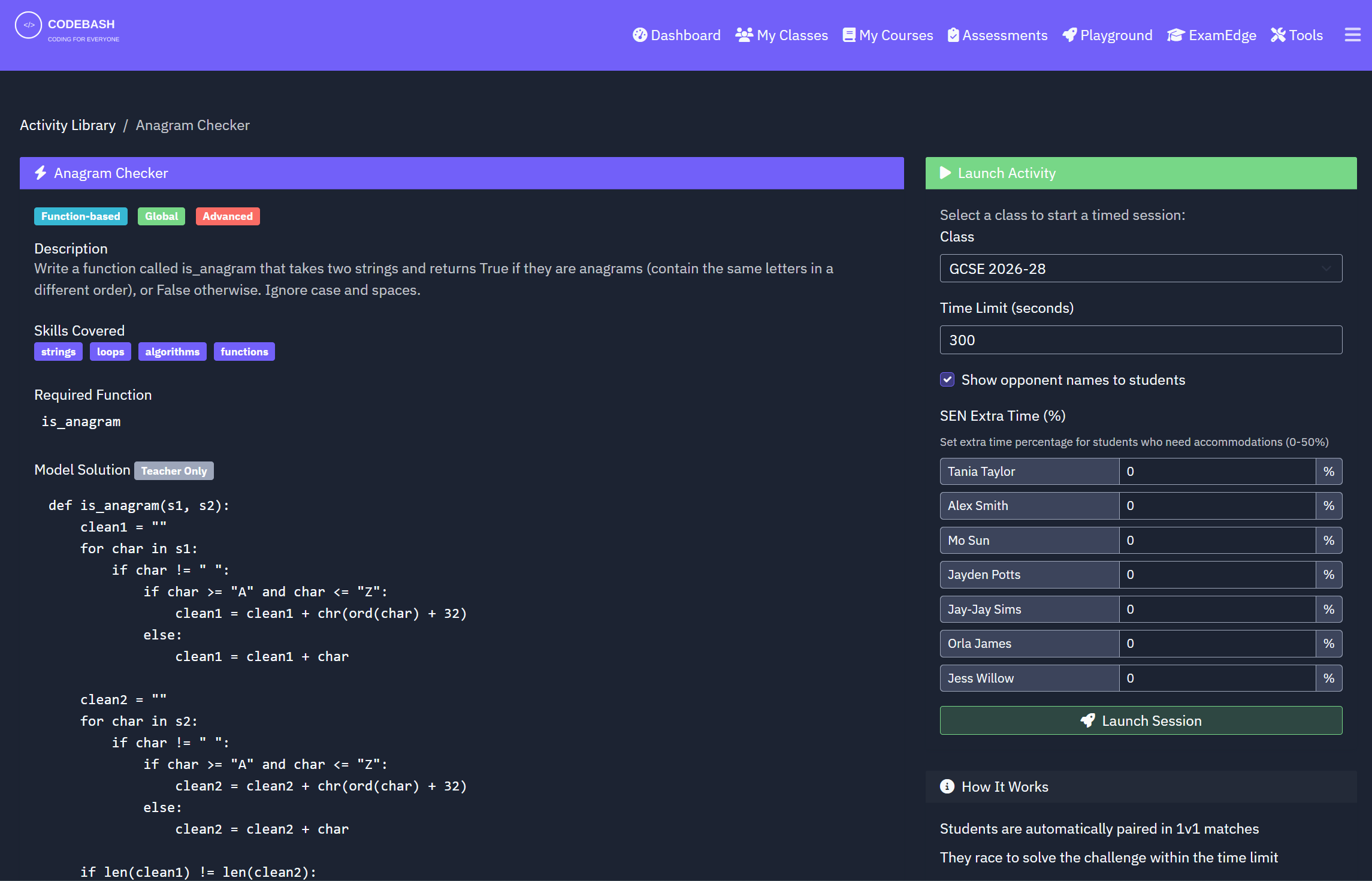 Starter activities setup
